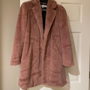 Pink Teddy Jackets Plush Mid-Length